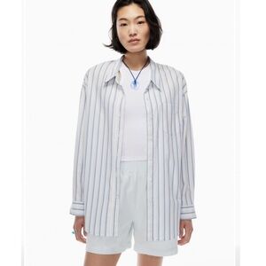 NWT Wilfred Free Aritzia Striped Relaxed Button Down Poplin Shirt Large